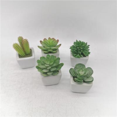 China Art Decor Set of 4 Small Succulent Plants Desktop Faux Artificial Succulents in Pots High Simulation Artificial Succulent Bonsai for sale