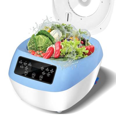 China High Efficiency High Efficiency Sky Blue Hidden Led 120L Large Capacity 65W Automatic Ultrasonic Ozone Vegetable and Fruit Lightweight Food Stripper for sale