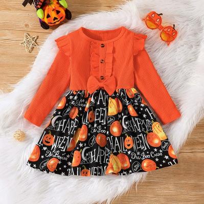 China Washable 2022 new children's dress spring autumn Christmas pumpkin girl dress clothing factory direct sales for sale