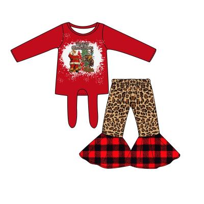 China Washable 2022 Kids Set Fall Long Sleeve Top Flared Pants Clothing Classic Christmas Kids Style for sale