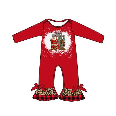 China Breathable 2022 European and American spring Christmas flower type long-sleeved jumpsuit two layers of lotus-edged toddler clothing for sale