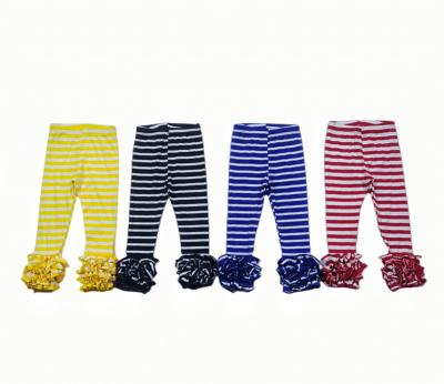 China Color Fade Proof New style wholesale 2022 summer little girl striped trousers frill design sense more beautiful for sale