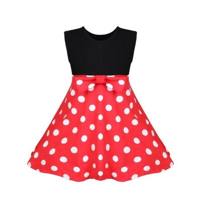 China Washable Summer 2020 Kids Cartoon Mickey Skirt Polka Dot Print Girls Middiron Sleeveless Bow Vest Skirt for sale