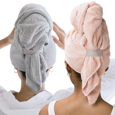 China Amazon 2022 Compressed Sells Women Dry Hair Microfiber Drying Hair Towel Wrap For Super Soft Super Absorbent Quick Dry for sale