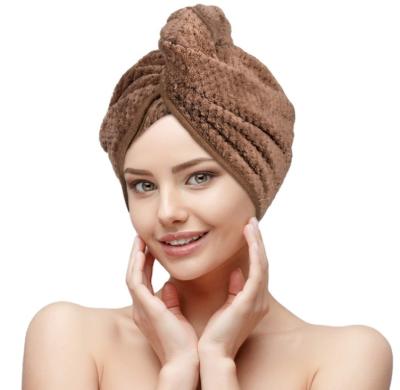 China Child Safe Microfiber Hair Towel Wrap Twist Super Absorbent Turban Dry Towel With Buttons Buckle Bath Tie Down Salon Dry Hair Hat for sale