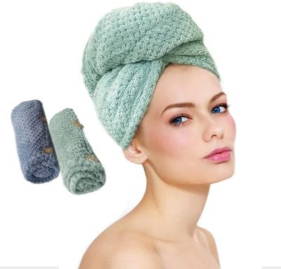 China Amazon Sustainable Hot Selling Super Water Absorb Microfiber Hair Towel For Curly With Button Turben Twist Hair Towel Wrap for sale