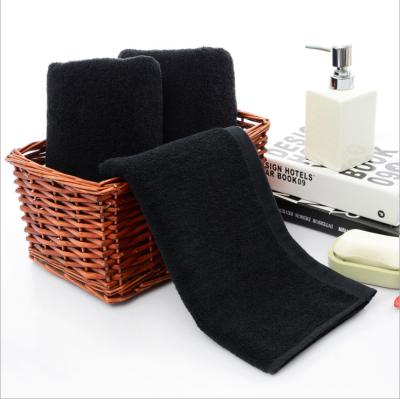 China Compressed Heavy Duty 100% Ringspun Cotton Barber Shop Black Barber Towel Gym Towels For Daily Use for sale