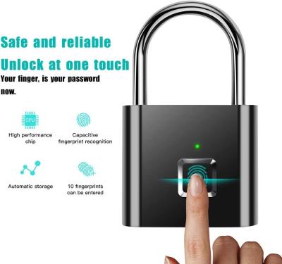 China Black Silver Color Smart Fingerprint Padlock Waterproof Keyless Thumbprint For Locker Gym zu verkaufen