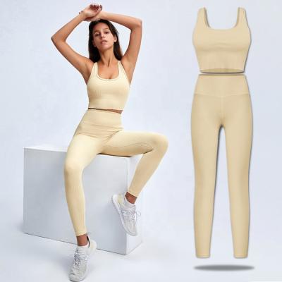 China 2022 New Design Y-back Crew Neck Women's Gym Leggings Leggings Breathable Yoga Set Sports Slim Fit Women's Fitness Activewear Bra Sets for sale