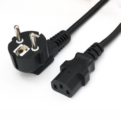 China Custom High Quality European Standard Home Appliance Power Cord Extension 3 Pin AC Cord Cord EU Power Cord Plug For Computer for sale