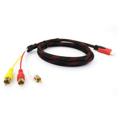 China COMPUTER OEM/ODM Support HD-MI To 3RCA Cable 1.5M AV Cable Lead Convert CCS 30AWG AV High Definition Audio Cables AV for sale