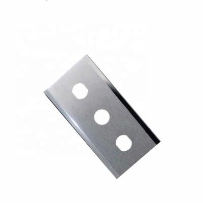 China Conditioning Machine 43x22x0.4 Three Hole Surface And Textile Polished Fiber Cutting Tungsten Carbide Knife Blade for sale