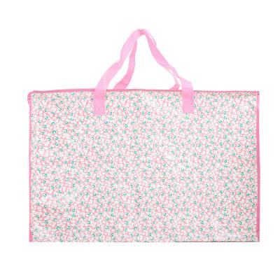 China Eco-friendly Material Custom Printed Reusable Foldable PP Laminated Woven Zipper Shopping Bag With Handle for sale