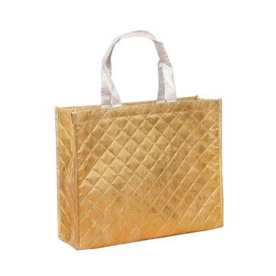 China Recyclable Outdoor Metallic Lamination Nonwoven Tote Bags With Embossed Finish for sale