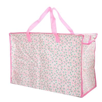 China Custom printing recyclable recycle laminated talking eco pp non woven big zipper carry bag for sale