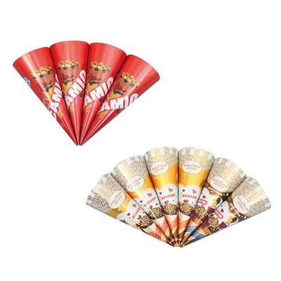 China Food Grade Aluminum Foil Ice Cream Single Wall Printed Paper Cone for sale