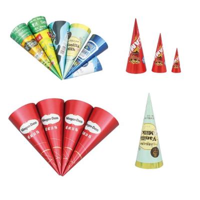 China Single Wall Aluminum Foil Coated Paper Cone Sleeves For Ice Cream for sale