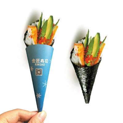 China Cone Disposable Disposable Paper Sleeve For Temaki Sushi Wrapping for sale