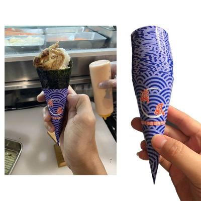 China Disposable Disposable Sushi Packet Paper Cone Shape Sushi Wrapper for sale