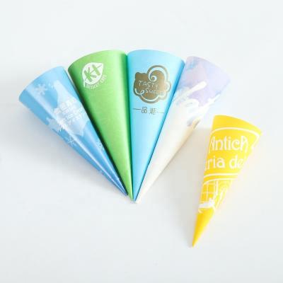 China Disposable Custom Promotional Ice Cream Cone Paper Cone Paper Wraps Packaging for sale