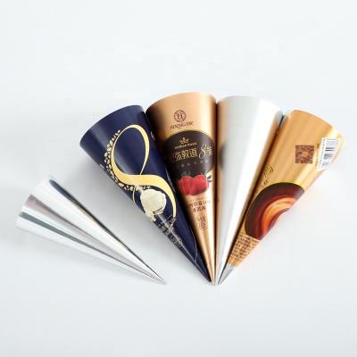 China Disposable Custom Printing Ice Cream Cone Sleeve Single Wall Paper Holders for Ice Cream for sale