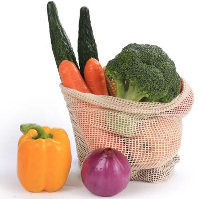 China Ecology Material 100% Cotton Organic Natural Reusable Grocery Fabric Eco-Friendly Net Cotton Mesh Drawstring Single Shopping Bag for sale