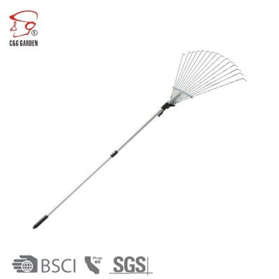 China Garden Rake 15 Tine Adjustable Aluminum Leaf Rake RK15-204 for sale