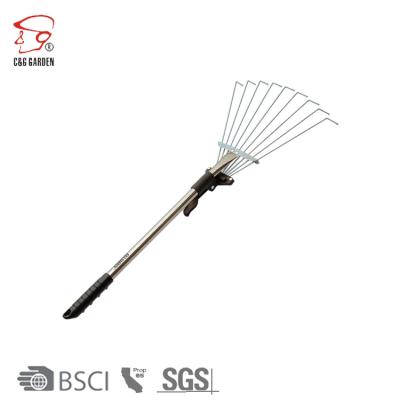 China High quality adjustable garden rake 9 tine stainless steel tube leaf rake made in china for sale