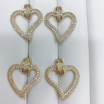 China Casual/Sporty dangle heart earrings jewelry brincos drop-earrings elegant gold color jewelry CZ crystal zircon for women party gift for sale