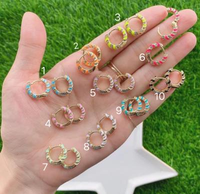 China Summer TRENDY colorful enamel mini charmzeal fashion circles cuff earrings for girl daily wear accessories for sale