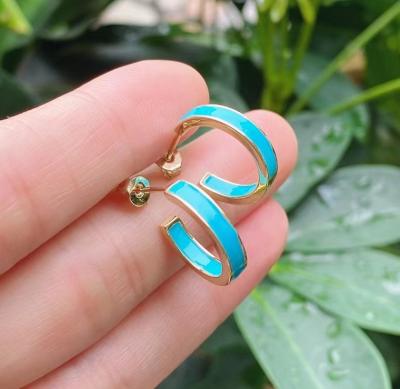 China Multicolor Gold Metal Enamel Simple Female Small Hoop Earrings BOHEMIA Round Hoop Earrings For Women Girls Party Jewelry for sale