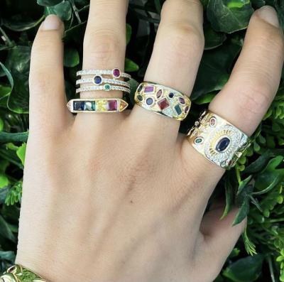 China Casual / Sporty Fashion Jewelry Charmzeal Gold Plated Crystal Cuff Ring Rings for sale