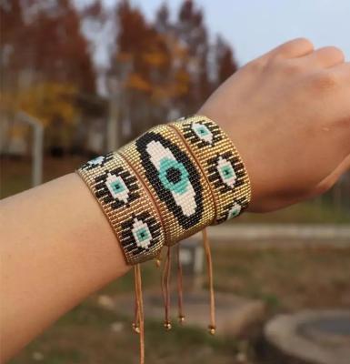 China BOHEMIA Lucky Evil Eye Bracelet Pulseras 2021 Turkish popular tassel eye bracelets from Miyuki Jewelry For Women Gift Boho wholesale for sale