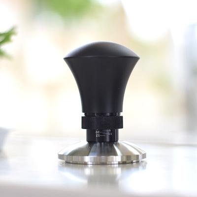 China PORTABLE 58.5mm Adjustable Depth Coffee Tamper Calibrated Regular Pressure Espresso Dispenser Froce Stainless Steel Tamper Bartender Tools for sale