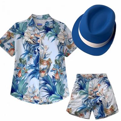 China Low Price High Quality Anti-pilling Button Up Hawaiian Shirts Men Summer Wear Digital Printing Beach Wear Causal Underpants Set Mens Shirts for sale