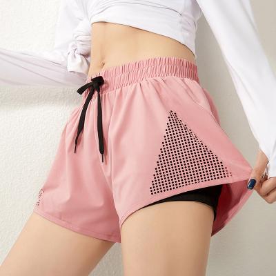 China Custom Made Mesh Breathable Sports Shorts Women Double Layer Breathable Summer Loose Quick Dry Fit Fitness Shorts Yoga Running Shorts for sale