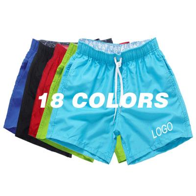 China Customized parride 18 logo colors solid plain mens swim trunks quick dry outdoor beach shorts board shorts swimwear for men for sale