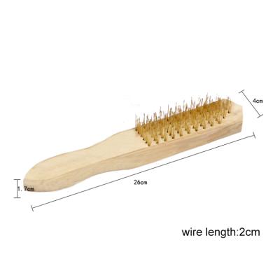 China Cleanging Industrial Wooden Handle Steel Wire Brush Tool Brass Clean Wire Brush for sale