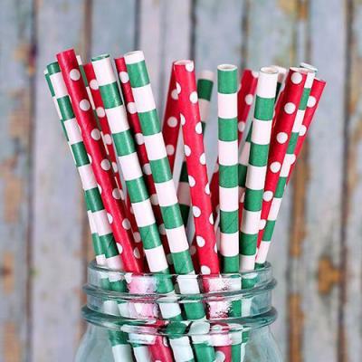 China Merry Christmas Disposable Biodegradable Bendable Decoration Drinking Straws Amazon Success Paper Straw 100pcs/bag for sale