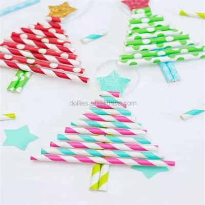 China Hot Sale Minimalist Paper Straw Biodegradable Striped Paper Drinking Straw for sale