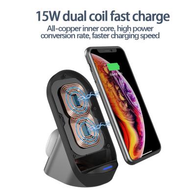 China New Creative Convenient 15W Fast Charger Magnetic Portable 2 in 1 Wireless Charging Dock for iwatch for iphone 13 12 11 for sale