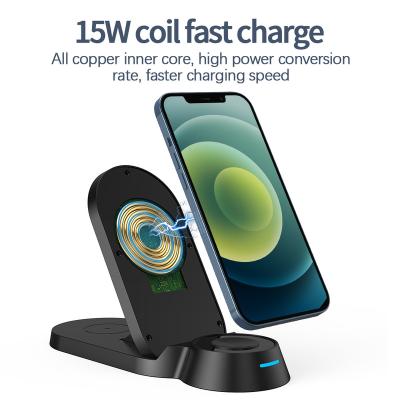 China Amazon Convenient Top Selling Folding Universal 3 in 1 Fast Qi Wireless Charger 15W Charging Dock for Phone Airpods Smart Watch for sale