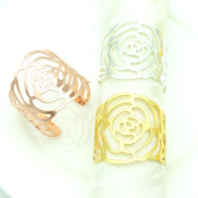 China Cheap Ring Decorative Napkin Circle Webbing Hotel Metal Silver Viable Round Towel Ring Gold Towel Buckle Coil for sale