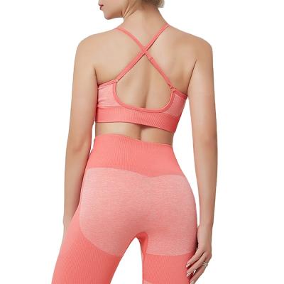 China Seamless Solid Color Breathable Gym Women Fitness Sports Bra Leggings Two Piece Sets for sale