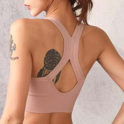 China Shockproof Gathered Hollow Back Sports Bra Sports Bra Running Bra Front Zipper Breathable Beautiful New for sale