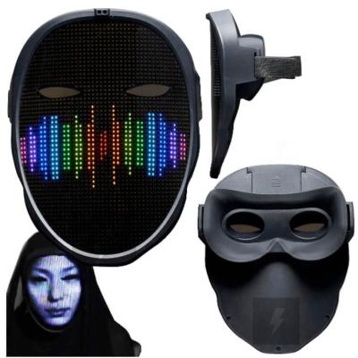 China Halloween Xmas Cosplay Music Parties Christmas Halloween Party Custom Logo DIY Face-changing Programmable LED Masks Full Face Protective Mask for sale