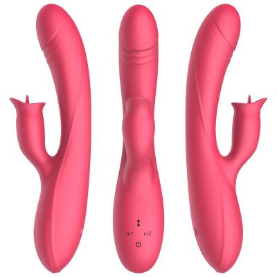 China Telescopic Telescopic Dildo Vibrator G Spot Massager With Soft Tongue Sex Toys For Women Female Masturbator Tongue Licking Clit Stimulator for sale