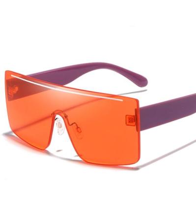 China Qmoon Square Color Rimless Sunglasses Women Fashion Sun Glasses PC Oversized Glass Orange Big for sale