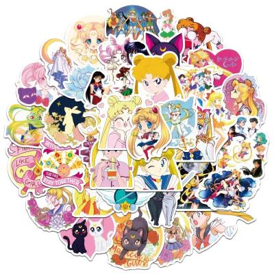 China 50Pcs Fashion Classic Sailor Moon Girl Anime Sticker For Notebook Album Bottle Cup Fridge Luggage Laptop Stickers Cartoon for sale