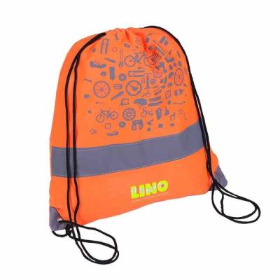 China Reflective Custom High Visibility Polyester Gym Hi-Strength Sports High Visibility Drawstring Bags Pouch Backpack Travel Bag From China Factory for sale